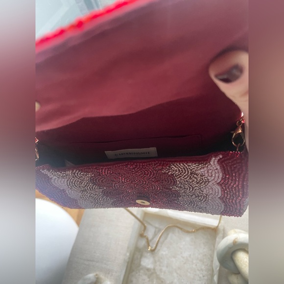 Anthropologie Beaded Petal Clutch RED/PINK New Never Worn! - Picture 5 of 9